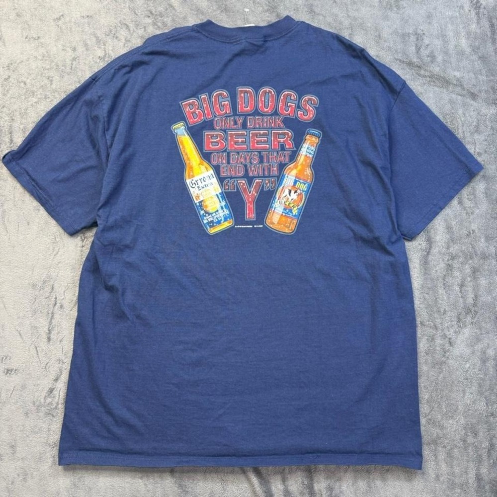 Vintage Big Dogs Navy Blue Beer Graphic T-shirt mens XL